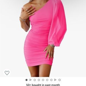 HOT PINK ONE SHOULDER DRESS